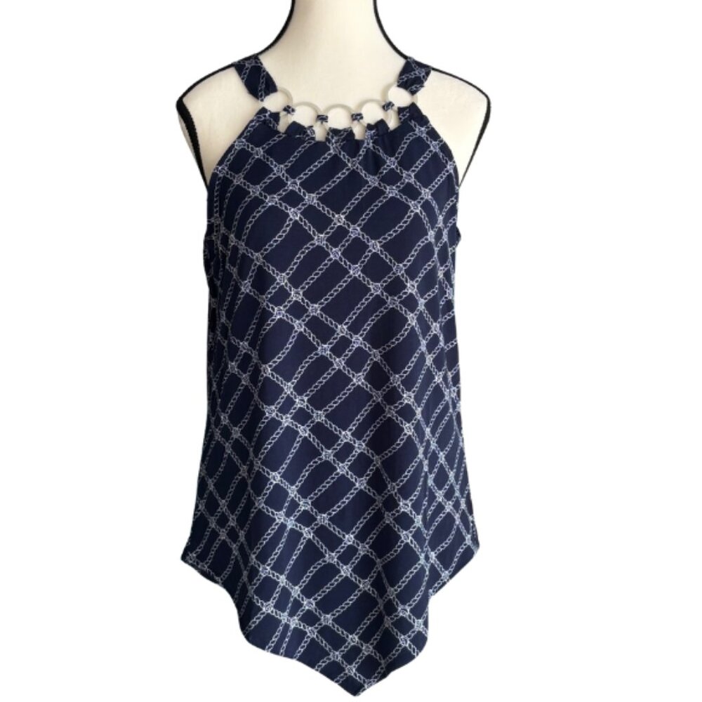 MARINE STYLE NAVY, CHAIN DESIGN TOP, SZ. L